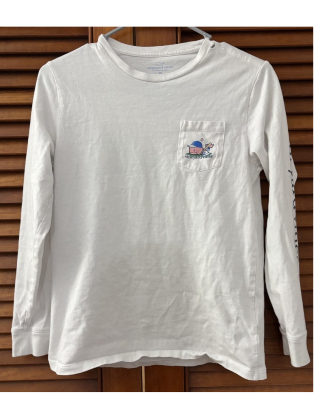 Vineyard Vines Baseball Whale Pocket T Shirt Long Sleeve Youth Size M 12-14